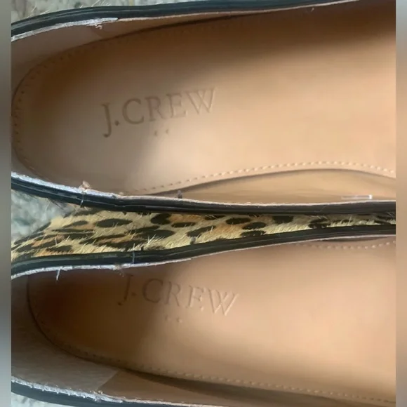 🐆SOLD🌴J Crew Cora Leopard Print Calf Hair Flat Shoe Loafer Size 6.5 - Picture 7 of 8